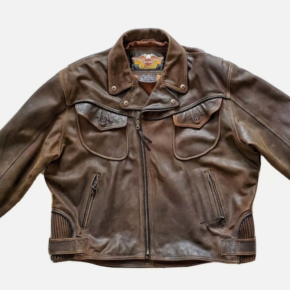 Vintage Harley Davidson Billings Men Leather Jacket 3XL